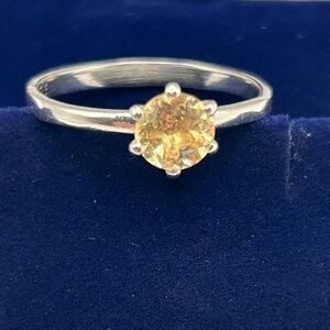 Vintage 925 Silver Ring with Yellow Cintrine Gemstone
